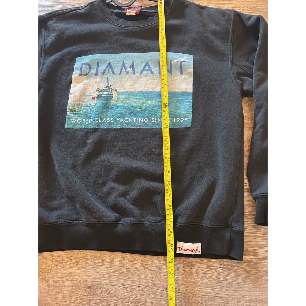 Diamond Supply Co Mens Black Diamant Yachting‎ Graphic Crewneck Sweatshirt Large - Picture 4 of 11